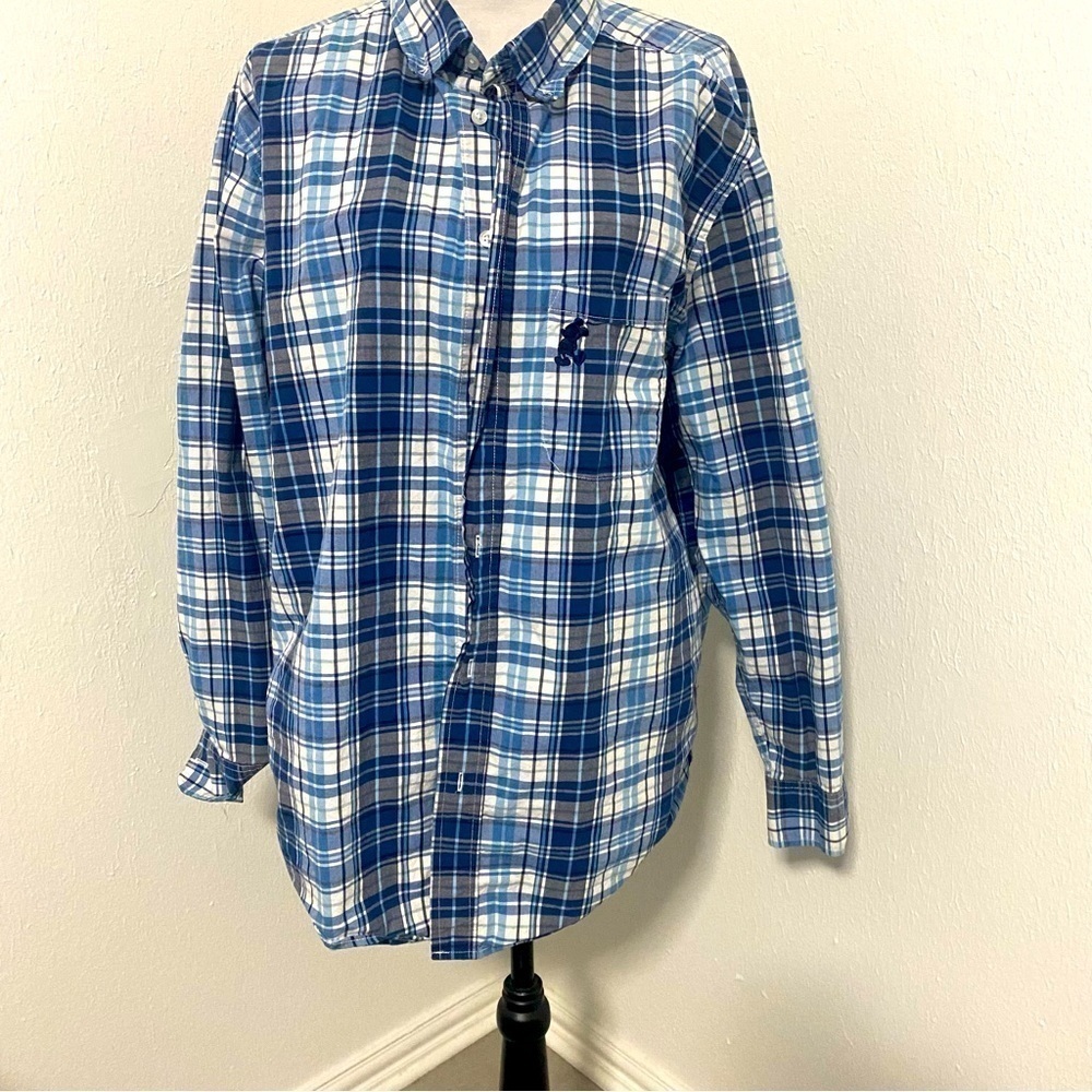 Disney Parks Authentic Original Mens XL Plaid Long Sleeves Button 100% Cotton